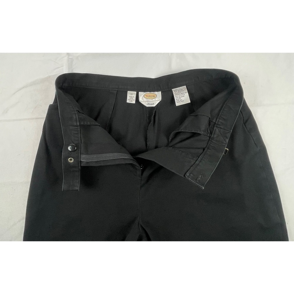 TALBOTS Black High Waisted Straight Leg Trousers with Side Buckle Detail SIZE 14 - Picture 14 of 16